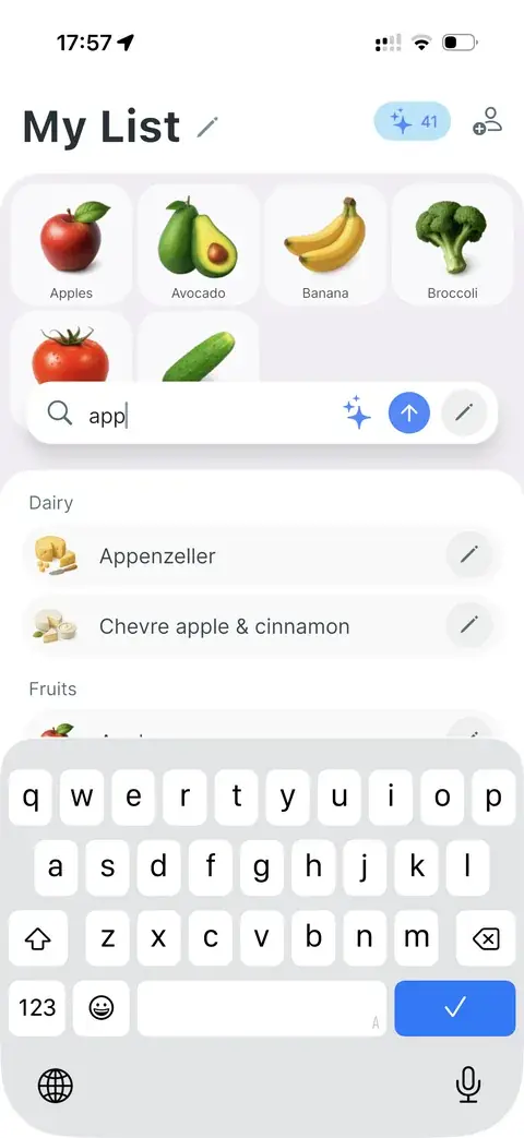 Search field with add, generate, and edit controls