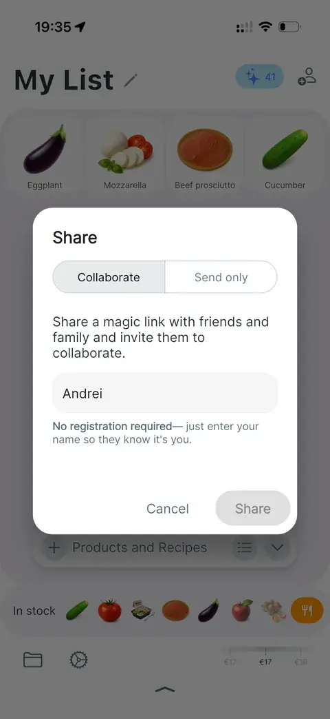 Share a magic link with no registration