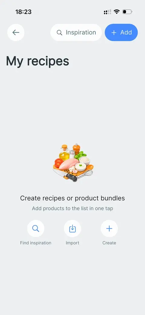 Recipe cards in the catalogue