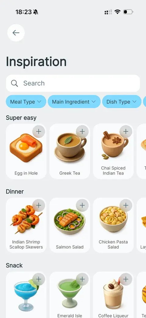 Inspiration catalogue of simple recipes