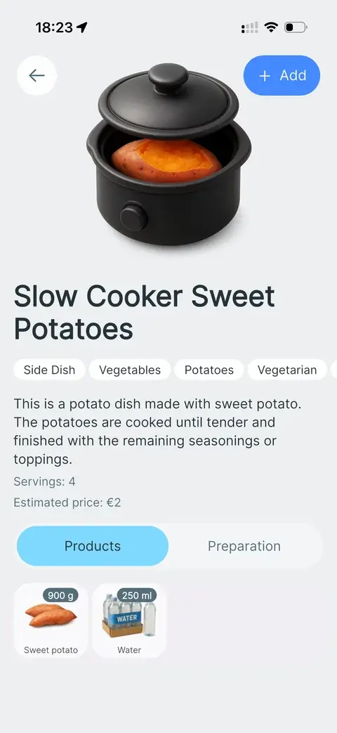 Recipe detail view