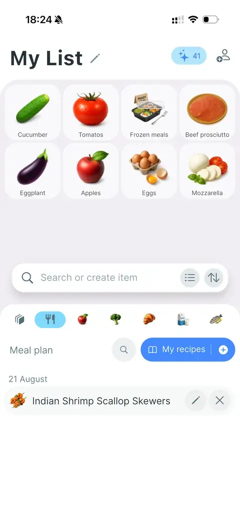 Meal planned on the calendar